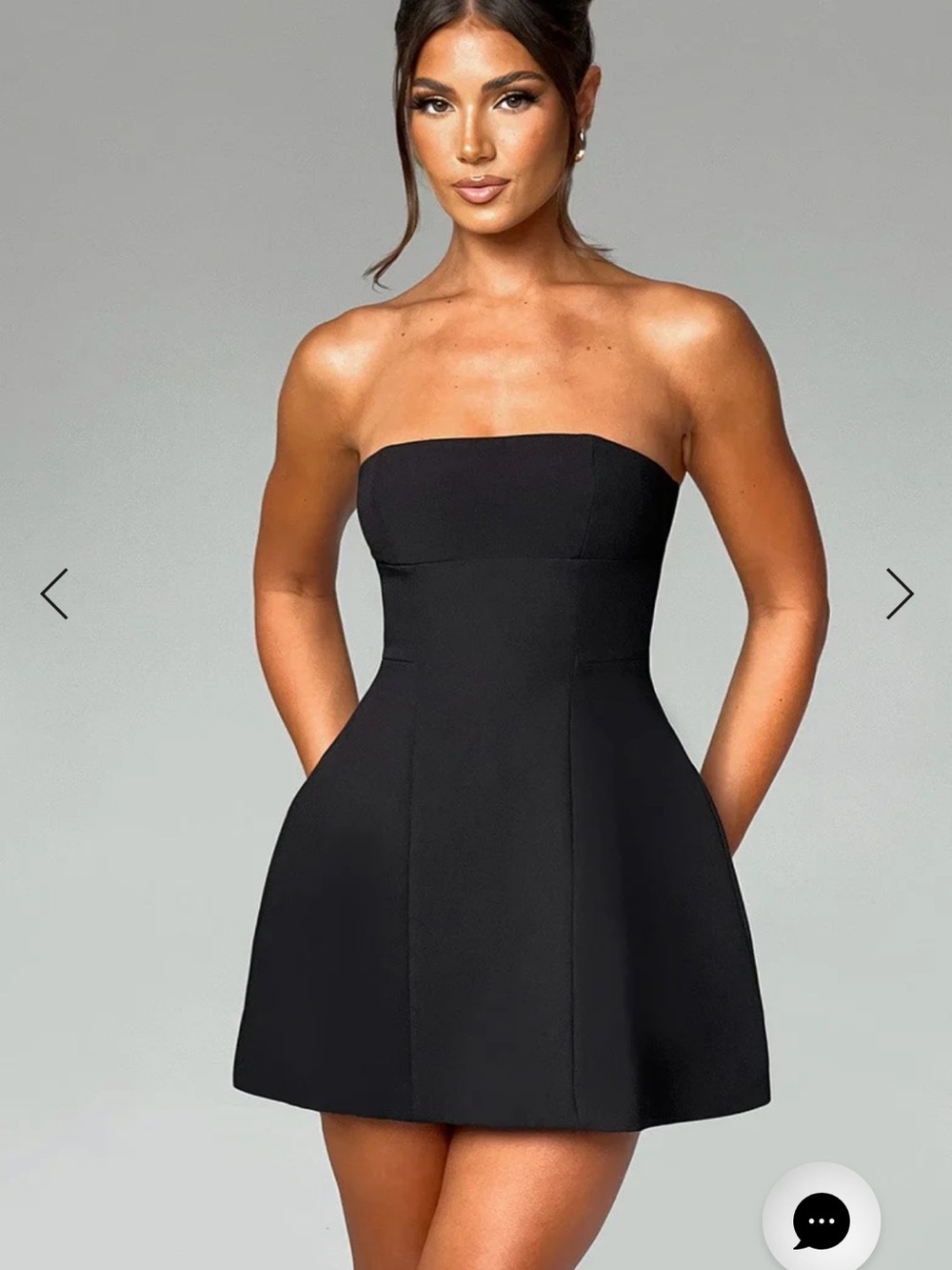 Strapless Black Mini Dress with Flared Skirt - Women